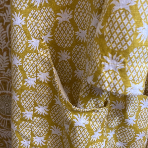 Boden Laurie Linen 3/4 Sleeve Shift Dress in Chartreuse, Pineapple Geo size 14R - Picture 10 of 13